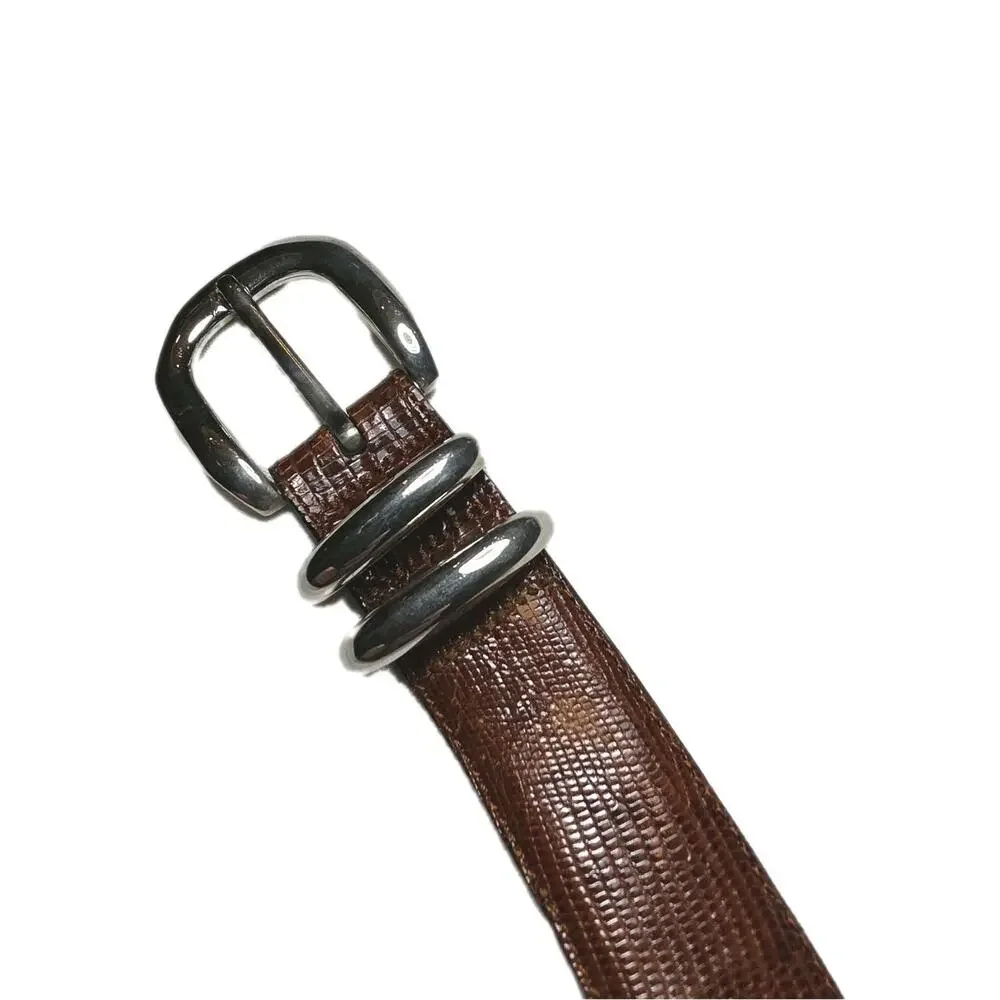 Saks Fifth Ave Unisex Dress Belt 34 Leather Lizard Skin Made in Spain Men Women